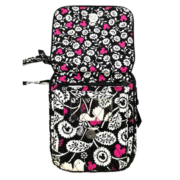 Vera Bradley Walt Disney Mickey Mouse Black White Pink Quilted Crossbody Bag - Picture 3 of 6